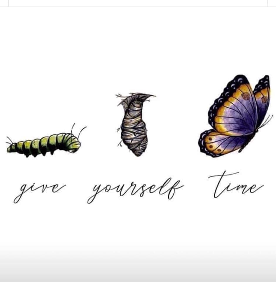 Give yourself time words caterpillar to butterfly images