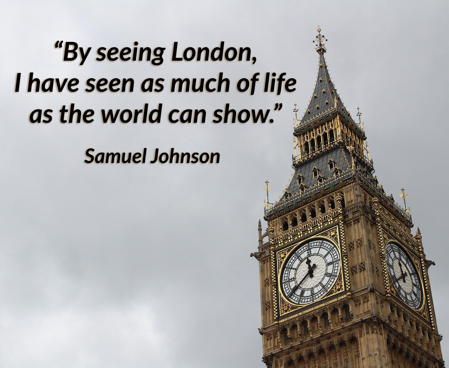 London Big Ben with quote from Samuel Johnson