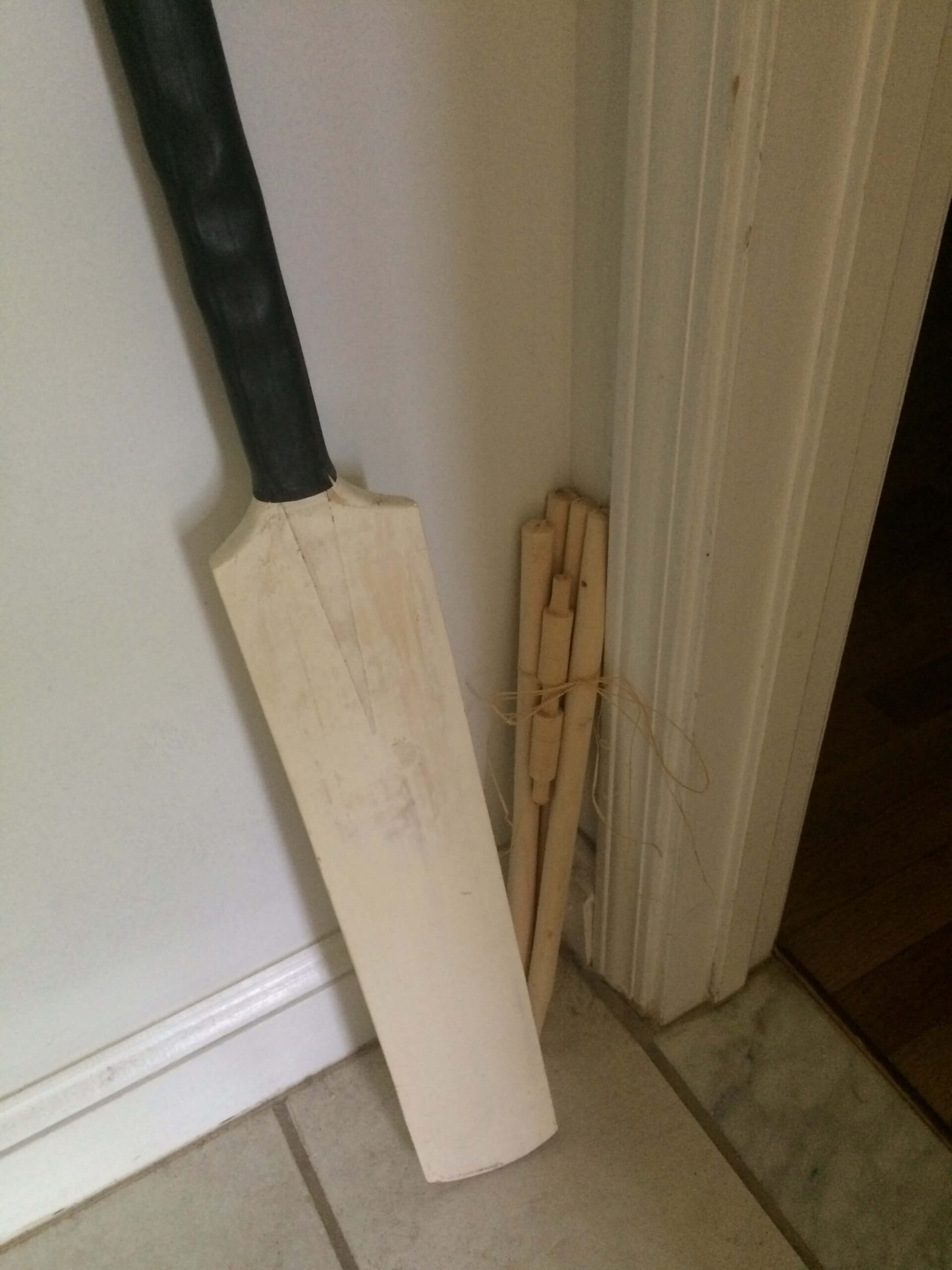 Cricket bat and wicket outside the Staffordshire room